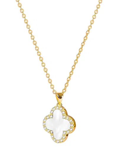 Liv Oliver 18k Plated Pearl Cz Motif Drop Necklace In Gold