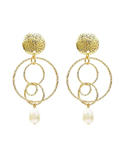 Liv Oliver 18k Gold Multi Link Pearl Earrings
