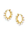 Liv Oliver 18k Plated Pearl Mini Hoops In Gold