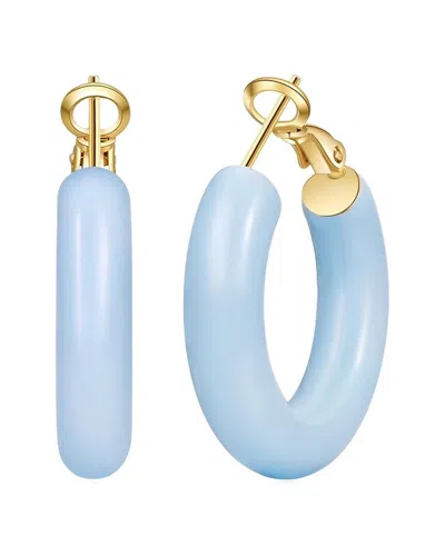 Liv Oliver 18k Plated Powder Blue Hoop Earrings