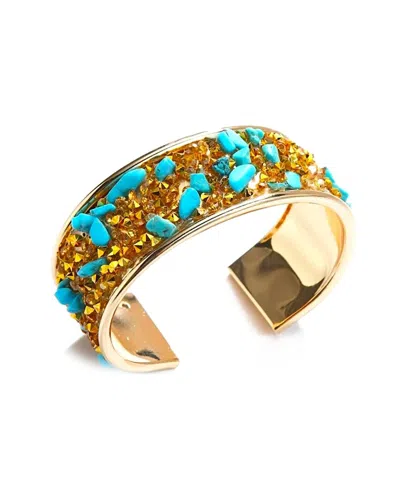 Liv Oliver 18k Plated Turquoise Bangle Bracelet In Gold