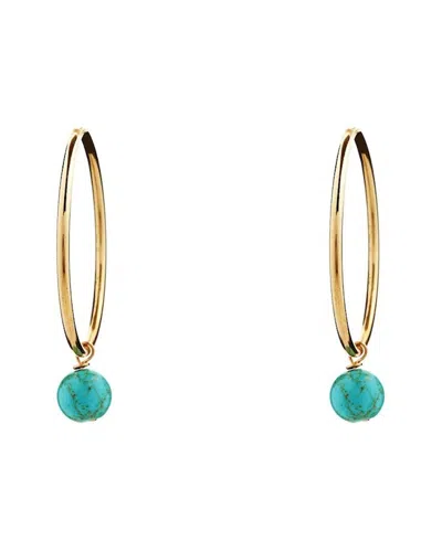 Liv Oliver 18k Plated Turquoise Drop Hoops In Blue