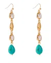 Liv Oliver 18k Plated Turquoise Pearl Drop Earrings