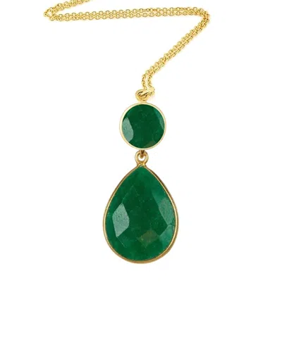 Liv Oliver 18k Platedtreated Emerald Layer Drop Necklace In Gold