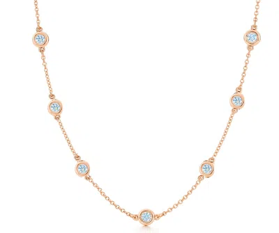 Liv Oliver 18k Rose Gold Plated Cz Station Long Necklace