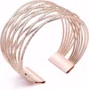 Liv Oliver 18k Rose Gold Criss Cross Wide Cuff Bangle In Multi