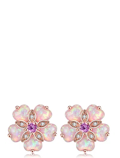 Liv Oliver 18k Rose Gold Multi Pink Opal Stud Earrings