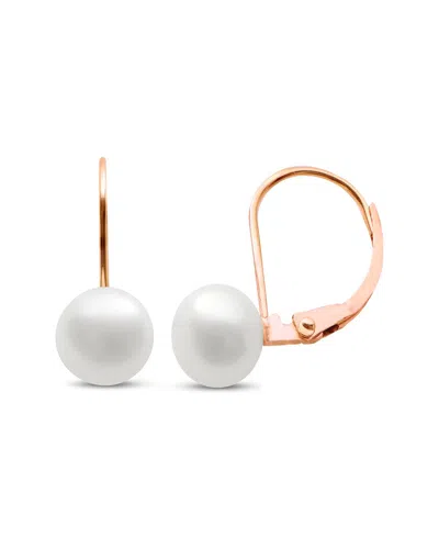 Liv Oliver 18k Rose Gold Plated 10-12mmmm Pearl Drop Earrings In White