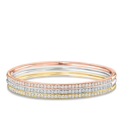 Liv Oliver 18k Tri-color Embellished Bangle Set In Silver