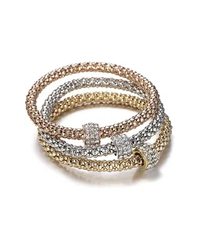 Liv Oliver 18k Tri-tone Plated Cz Bracelet Set In Neutral