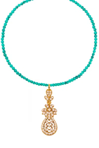 Liv Oliver 18k Turquoise Drop Necklace In Blue