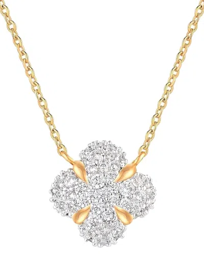 Liv Oliver 18k Two-tone Plated Cz Motif Necklace In Gold