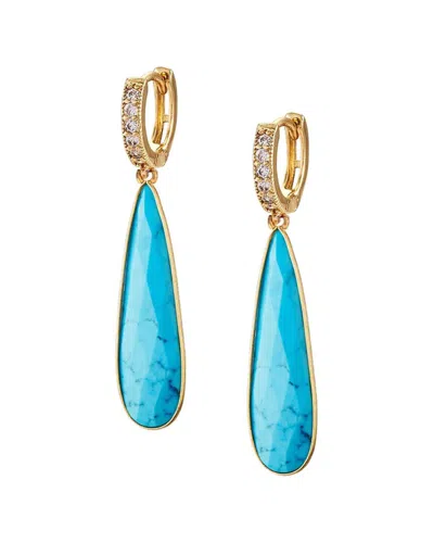 Liv Oliver 50.00 Ct. Tw. Turquoise Cz Earrings In Blue