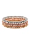 Liv Oliver Multi Tri Color Textured Bracelet Set In Silver