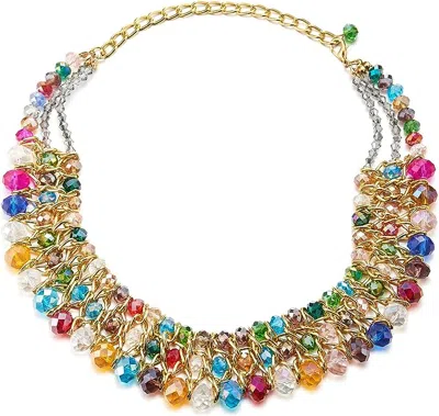 Liv Oliver Products 18k Gold Multi Gemstone Necklace In Blue