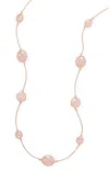 Liv Oliver Rose Gold Plated Rose Quartz Gemstone Necklace In Gold