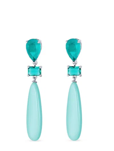 Liv Oliver Silver Blue Turquoise Drop Earrings