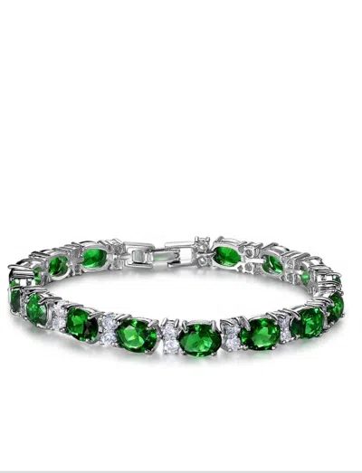 Liv Oliver Silver Green Eternity Tennis Bracelet