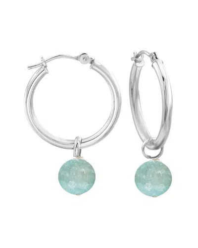 Liv Oliver Silver Plated 11.70 Ct. Tw. Amazonite Drop Hoops In No Color