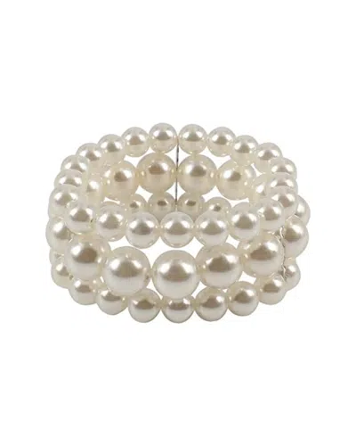 Liv Oliver Silver Plated 12-14mm Shell Pearl Bracelet In White