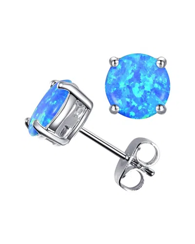 Liv Oliver Silver Plated 1.50 Ct. Tw. Opal Studs In Blue