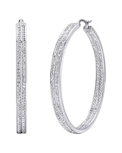 Liv Oliver Silver Crystal Inside Out Hoop Earrings
