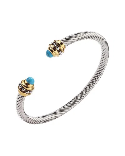 Liv Oliver Silver Plated 2.25 Ct. Tw. Turquoise Cuff Bracelet In Metallic