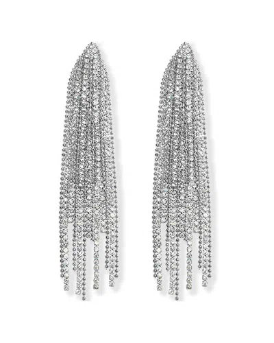 Liv Oliver Silver Plated Crystal Earrings In Metallic