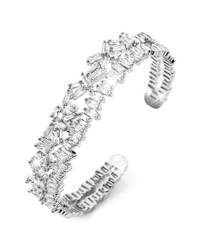 Liv Oliver Silver Plated Cz Bangle Bracelet In Metallic