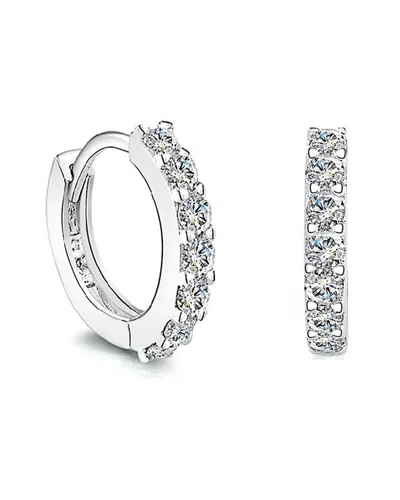 Liv Oliver Silver Plated Cz Earrings In Transparent