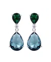 Liv Oliver Silver Tear Drop Two Tone Gemstone Earrings In Silver