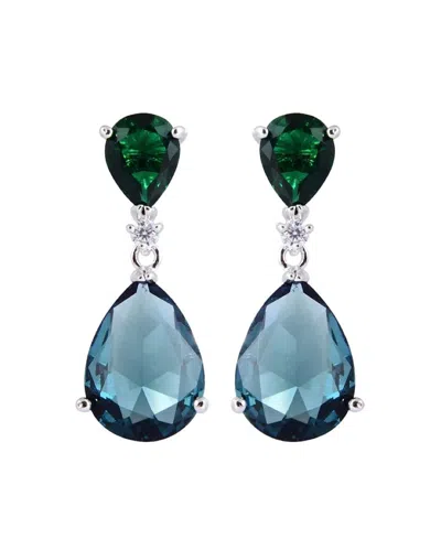 Liv Oliver Silver Tear Drop Two Tone Gemstone Earrings