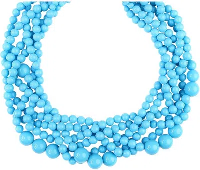 Liv Oliver Turquoise Statement Necklace In Gold