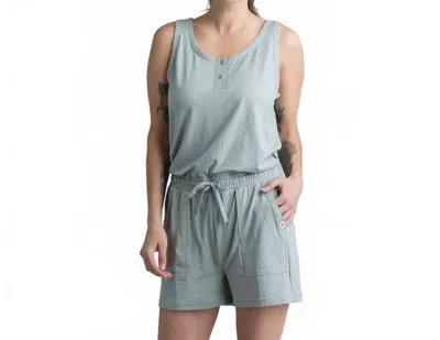 Liv Outdoors Journey Henley Romper In Aqua Grey Heather In Gray