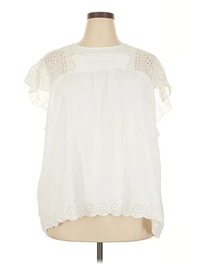 Pre-owned Liv Short Sleeve Blouse In Ivory