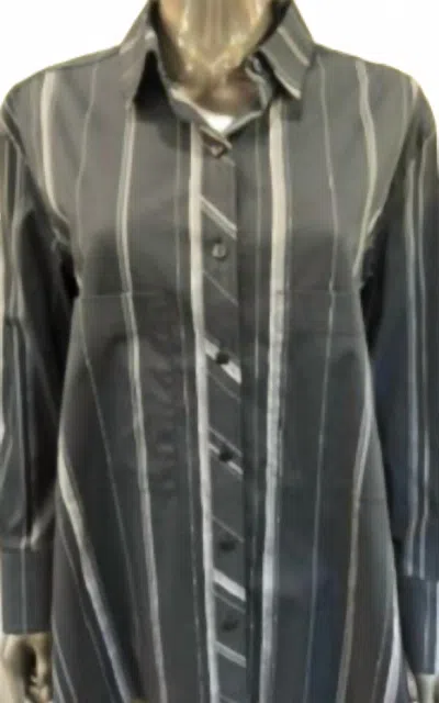 Liv Women's Stripes Button Up In Black In Multi