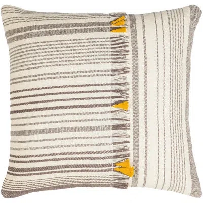 Livabliss 100% Cotton Throw Square Pillow Cover & Insert In Cream;tan;dark Brown