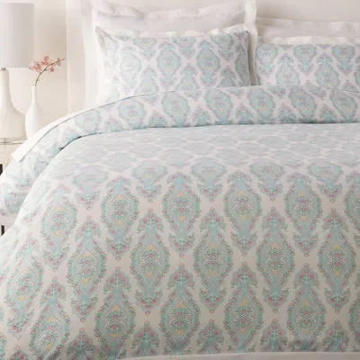 Livabliss Alia Cotton Duvet Cover In Aqua
