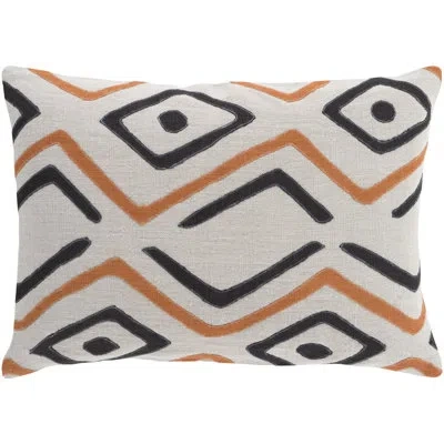Livabliss Alona Linen Lumbar Pillow In Light Gray,rust,black