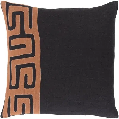Livabliss Alona Linen Throw Pillow In Burnt Orange\black,pillow Cover Only - No Insert