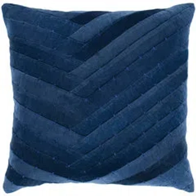 Livabliss Aviana Border Cotton Throw Pillow Cover In Dark Blue,pillow Cover Only - No Insert