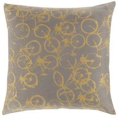 Livabliss Bicycle Print Throw Pillow In Yellow,gray,pillow Cover Only - No Insert