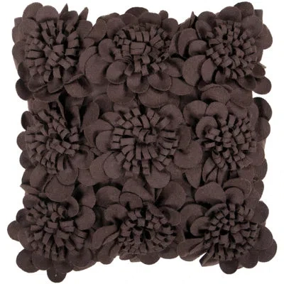 Livabliss Blossom Wool Throw Pillow In Espresso