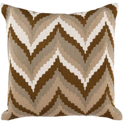 Livabliss Chevron Cotton Pillow Cover In Camel,tan