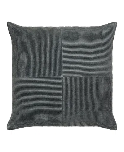 Livabliss Corduroy Quarters Decorative Pillow, 22l X 22w In Blue