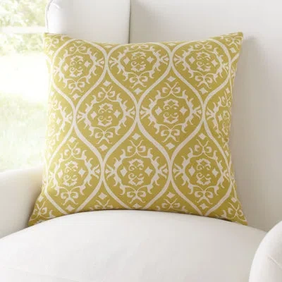 Livabliss Cotton Damask Throw Pillow In Gray,ivory,polyester,polyfill