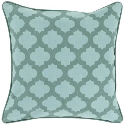 Livabliss Cotton Down Feather Geometric Throw Pillow In Teal