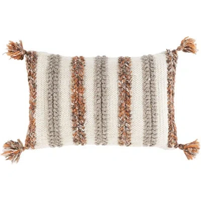 Livabliss Dacia Striped Lumbar Pillow Cover In Cream