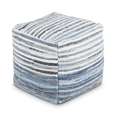 Livabliss Denim Pouf In Blue