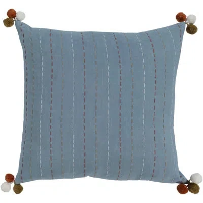 Livabliss Dhaka Denim Bohemian Global Cotton Throw Pillow In Down Fill